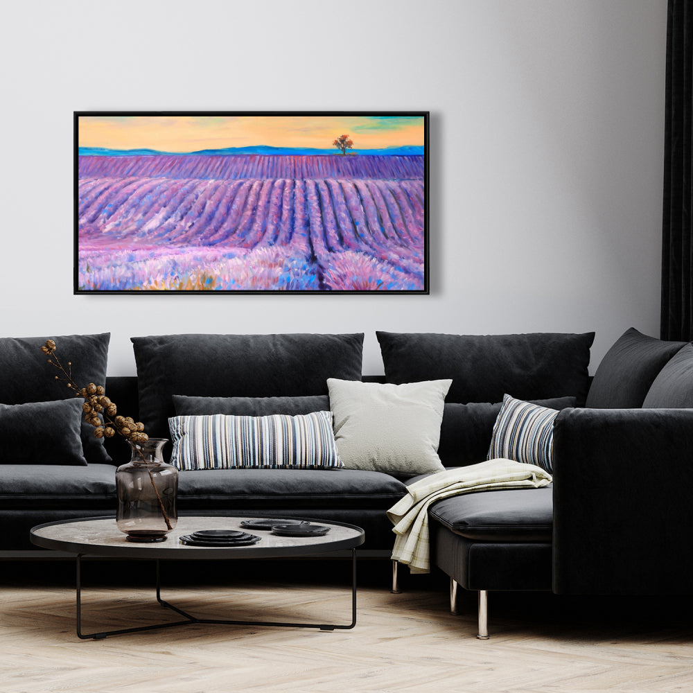 Lavender Field Landscape Framed Canvas | Home Decor Art