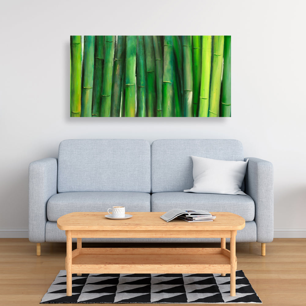 Green Bamboo Asian Floral & Botanical Canvas | Home Decor