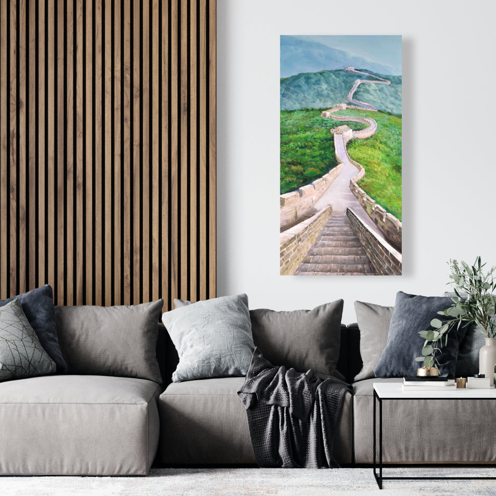 Great Wall of Mutianyu Canvas - Mountains Blue Bedroom Decor