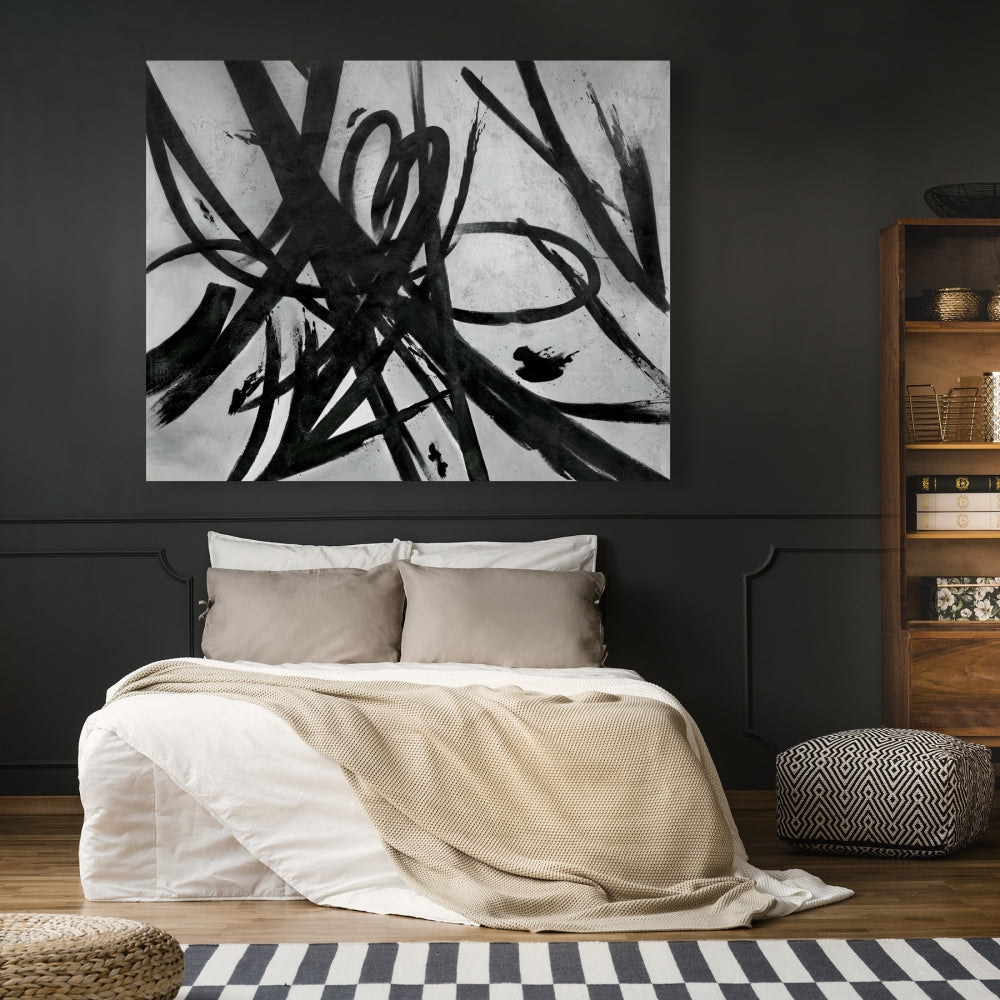Gray Abstract Minimalist Canvas - Circular Strokes Home Decor