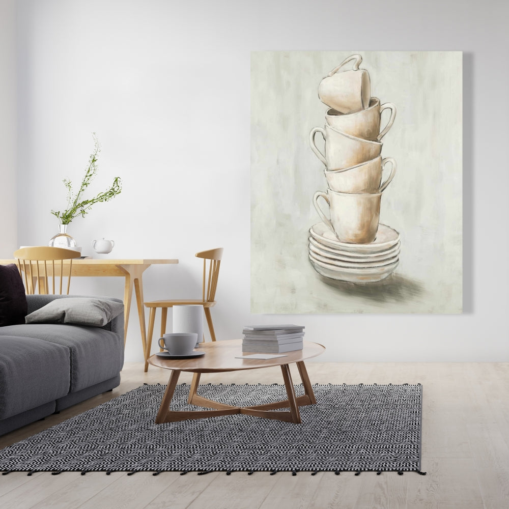 Stacked Cups Gray Canvas | Kitchen Decor | Home Wall Art