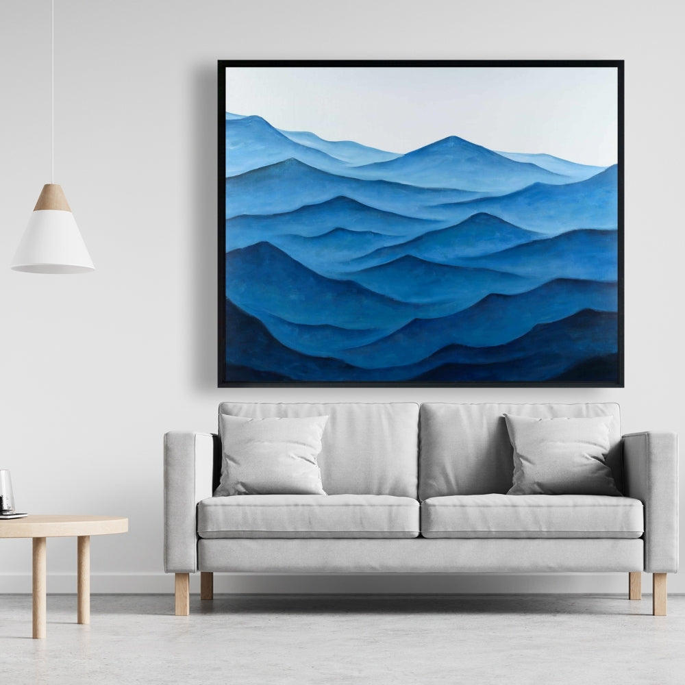 Toile « Vagues océaniques sombres et calmes » | Décoration côtière bleue