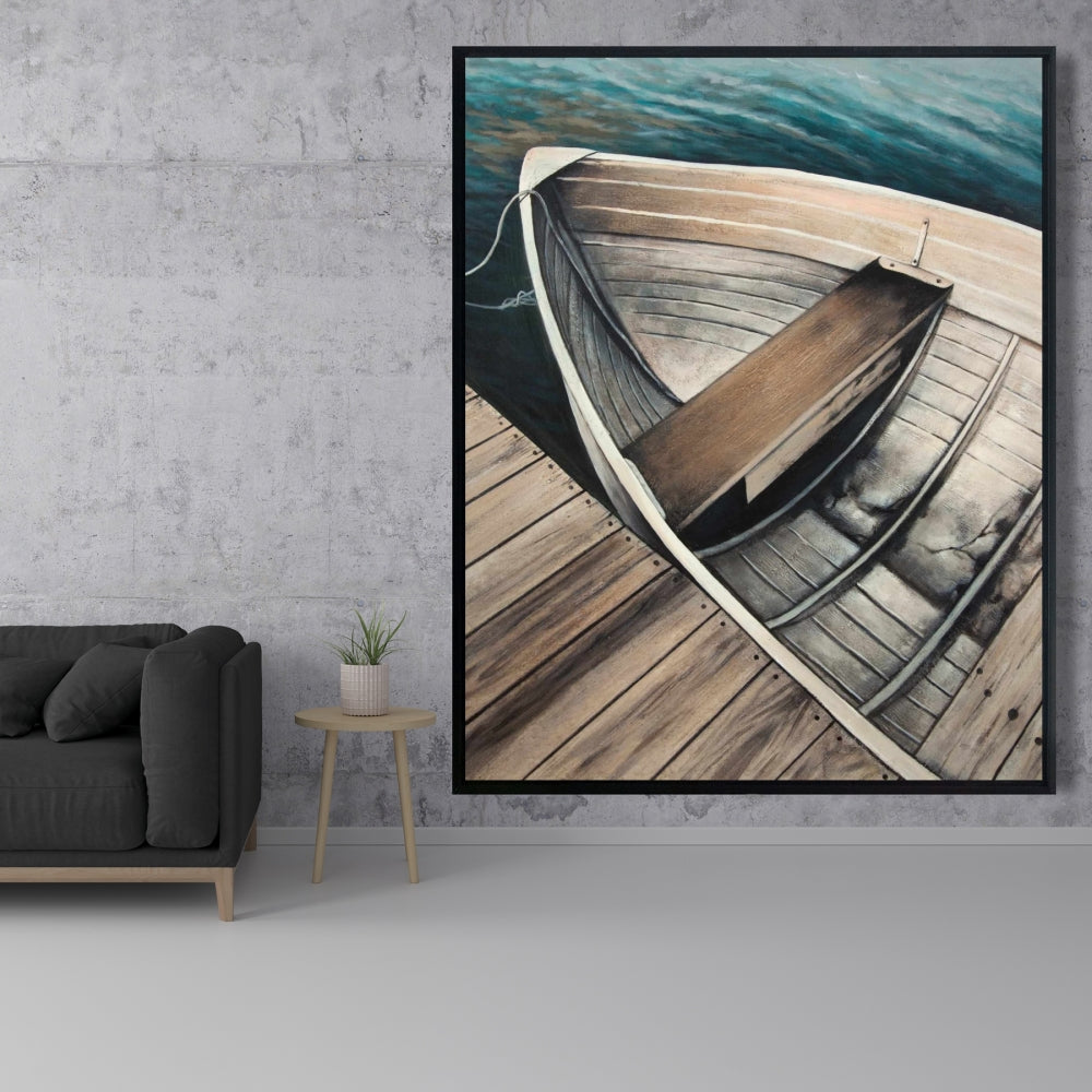 Abandoned Rowboats Coastal Canvas - Boat Bedroom Wall Art Decor