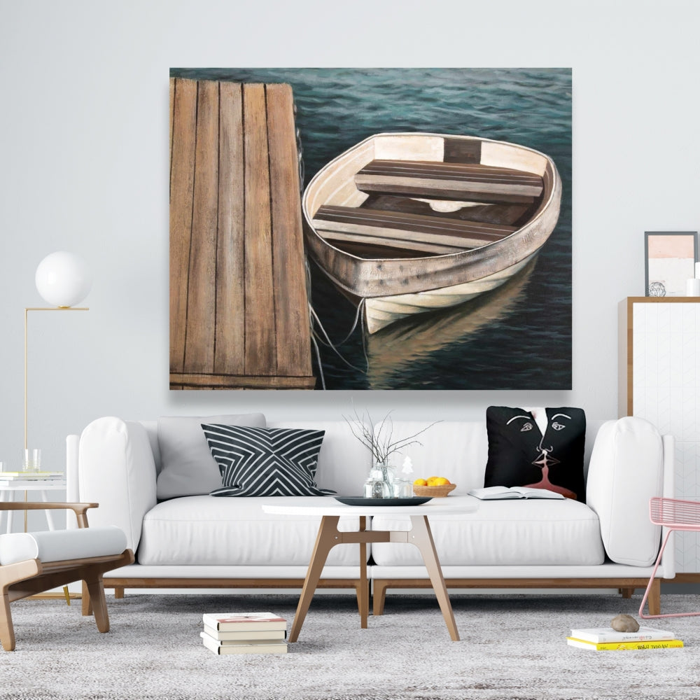 Blue Coastal Rowboat Canvas | Bedroom Wall Art Decor