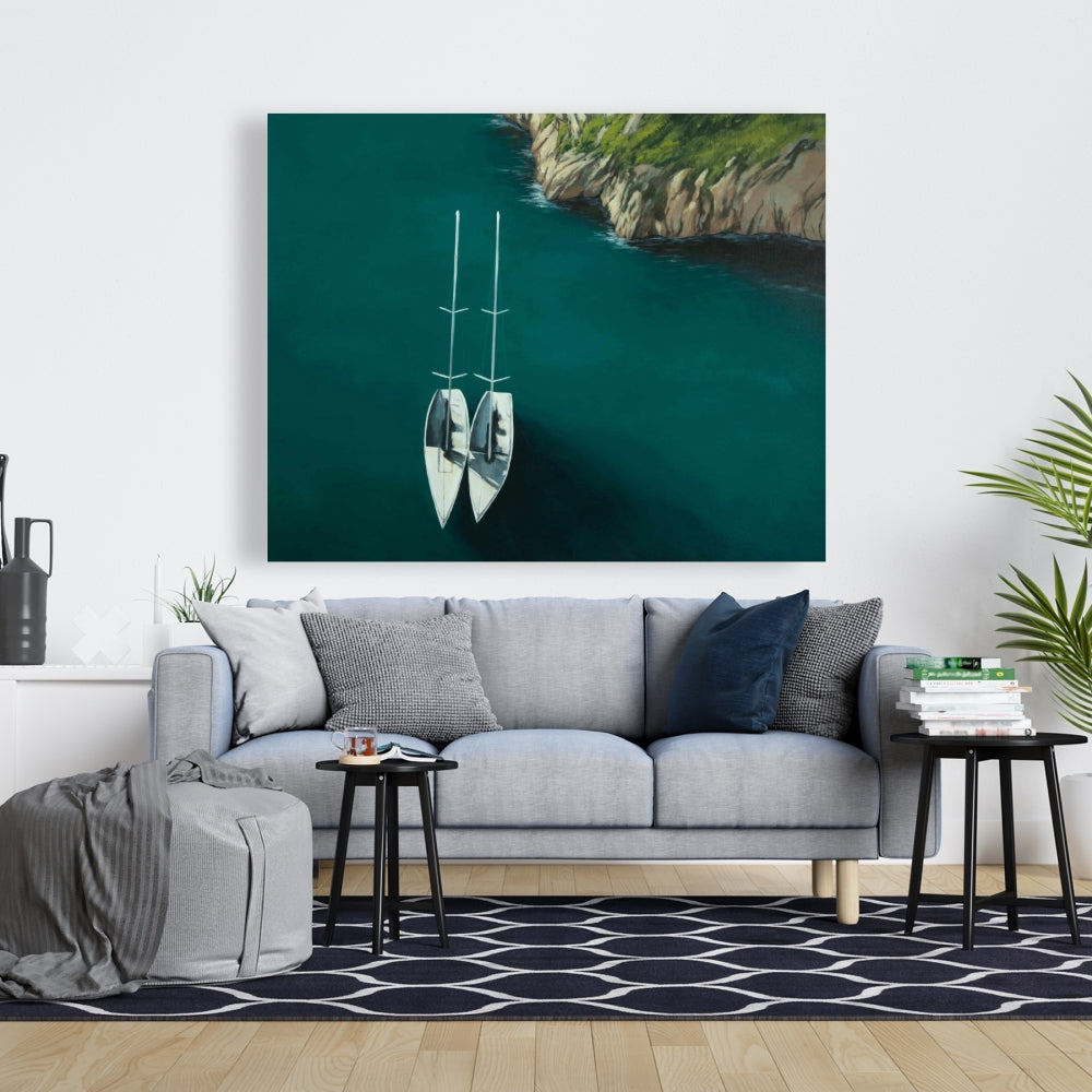 Smooth Sailing Coastal Boat Bedroom Canvas | Home Decor Art