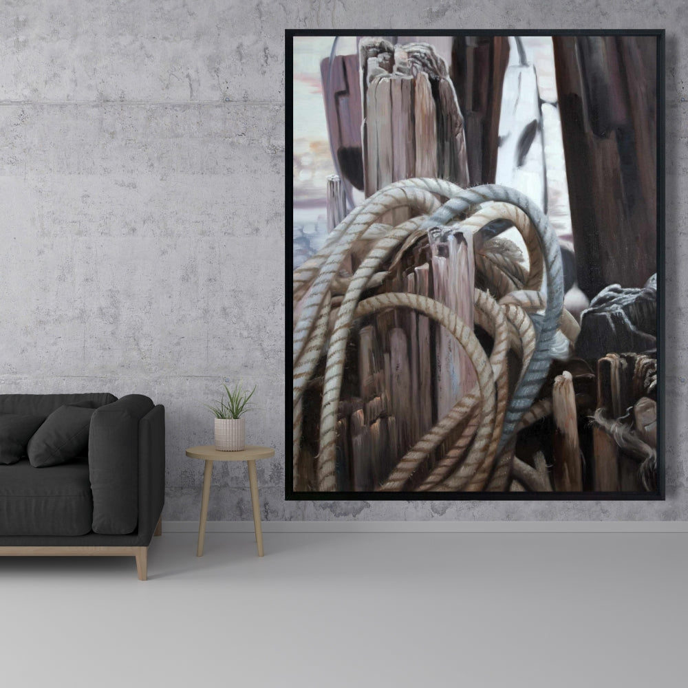 White Romantic Coastal Canvas Driftwood | Home Decor Art