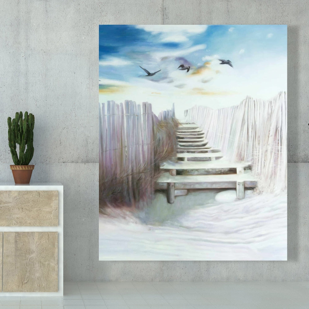 Break at the Beach Canvas - Blue Marine Bedroom Decor