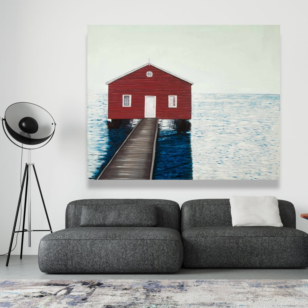 Boathouse Marine Bathroom Canvas - Home Decor Wall Art