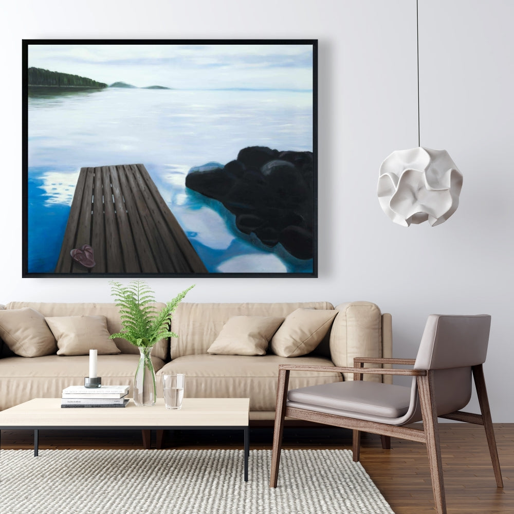 Toile « Soirée sur le quai » – Décoration encadrée Coastal Shoes