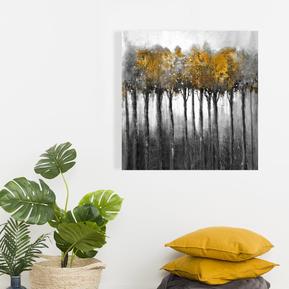 Illuminated Forest Gray Trees Canvas - Home Decor Wall Art