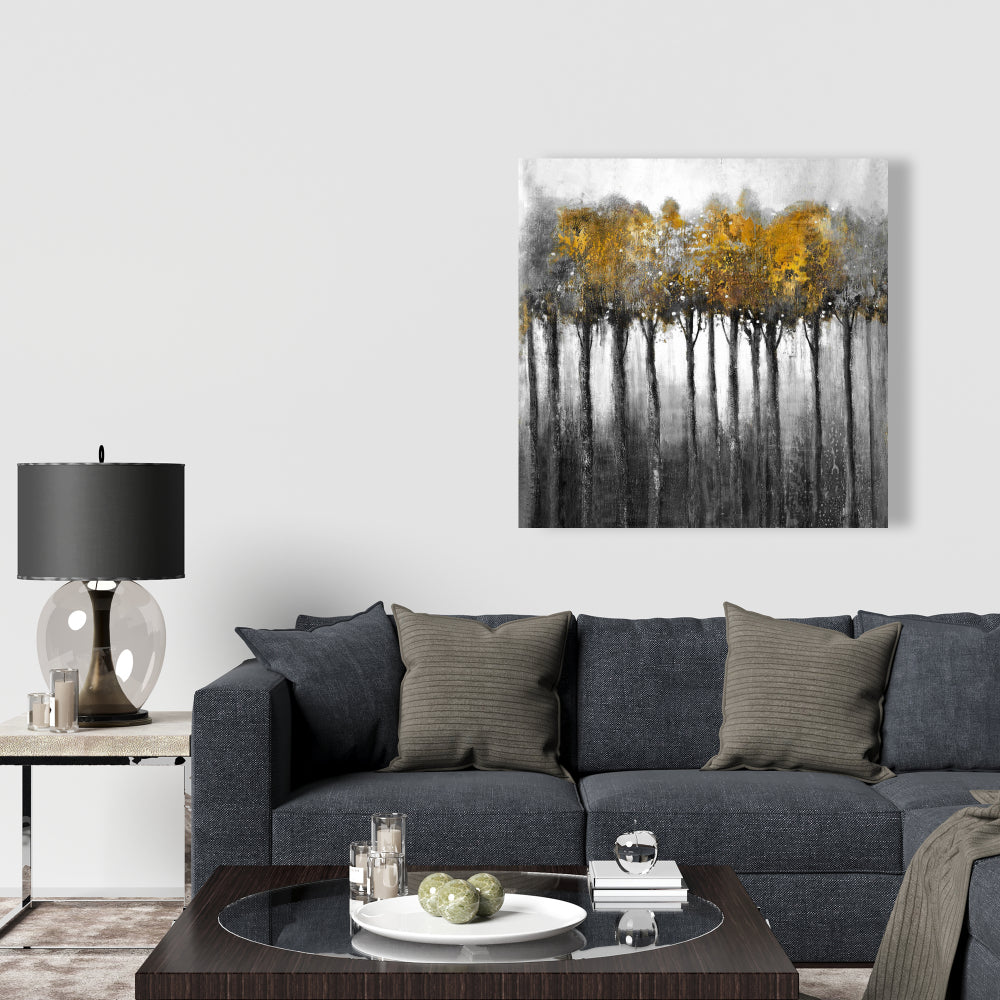 Illuminated Forest Gray Trees Canvas - Home Decor Wall Art