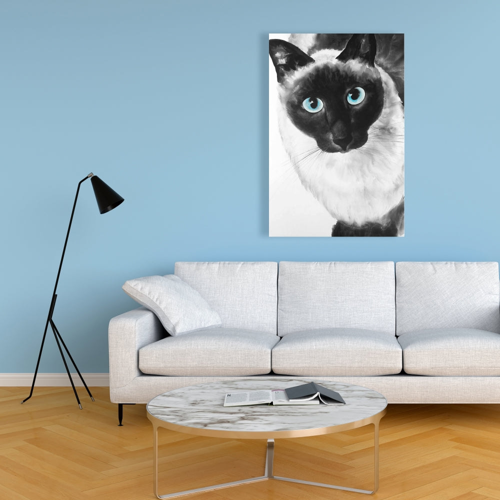 Blue Eyes Siamese Cat Canvas | Minimalist Bedroom Decor