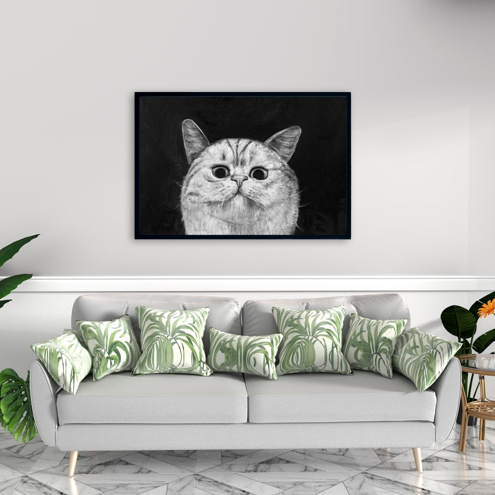 Watching Cat Framed Canvas | Home Decor for Pet Lovers