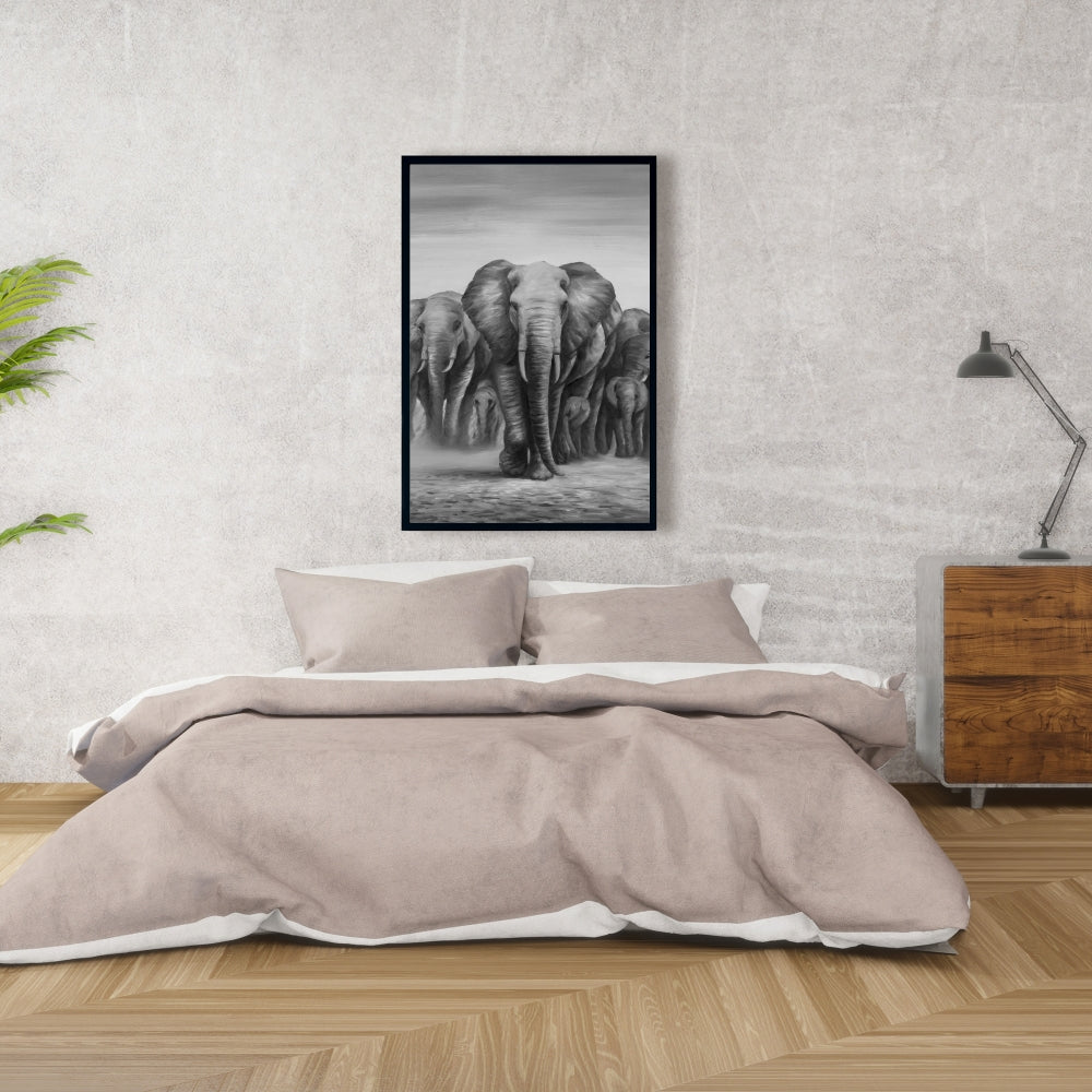 Herd of Elephants Canvas | African Decor | Livingroom Art