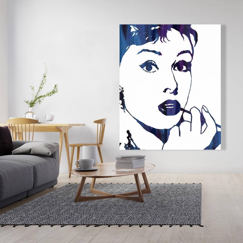 Blue Retro Audrey Hepburn Canvas - Cigarillo Home Decor