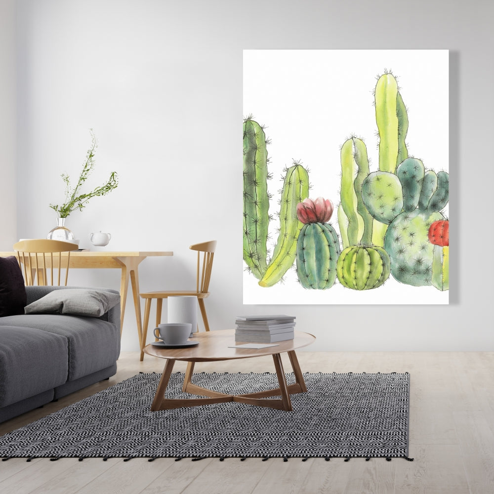 Botanical Green Canvas | Small Cactus Art for Home Decor