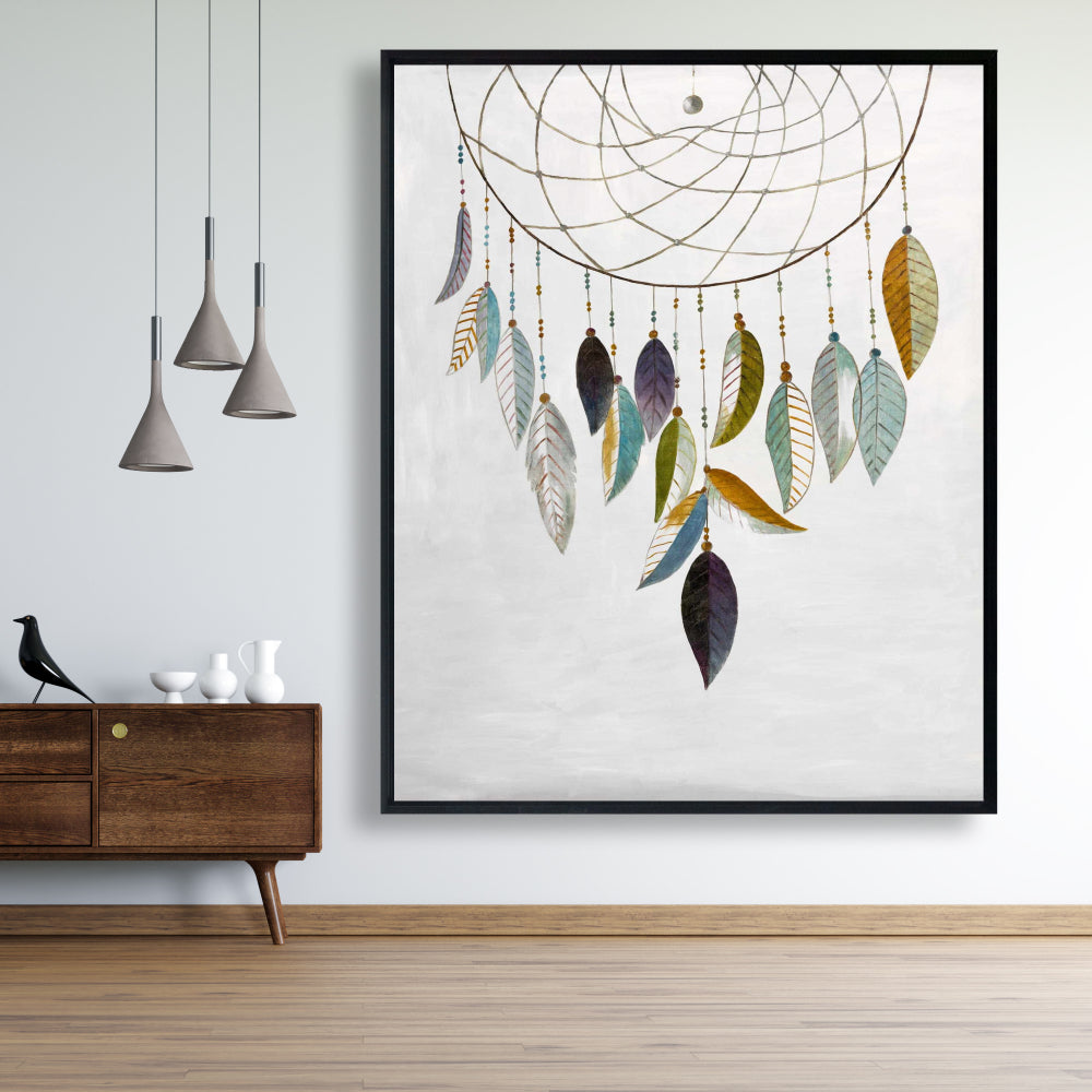 Dreamcatcher with Feathers - Bohemian Framed Canvas Decor
