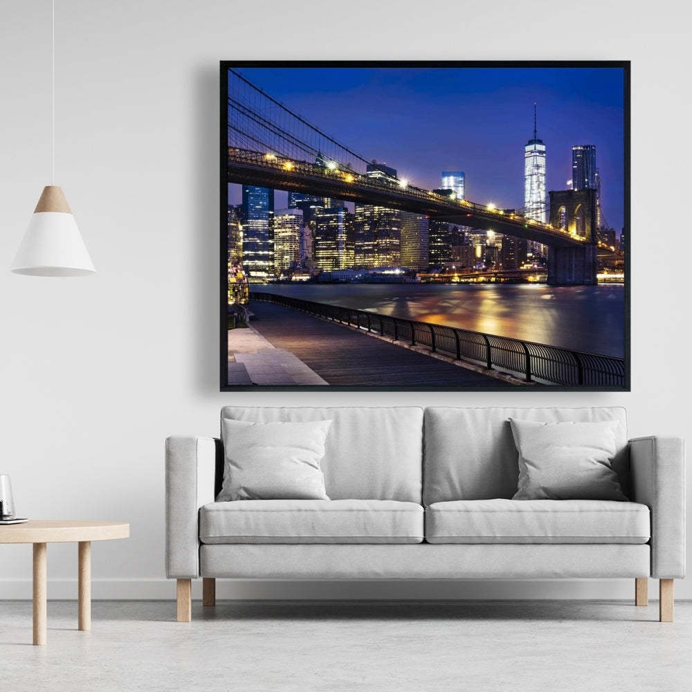 Toile encadrée « Ville la nuit » | Décoration de salon industriel