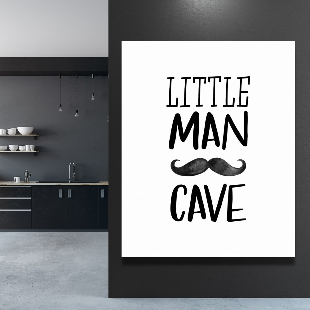 Little Man Cave Canvas | White Monochrome Home Decor Art