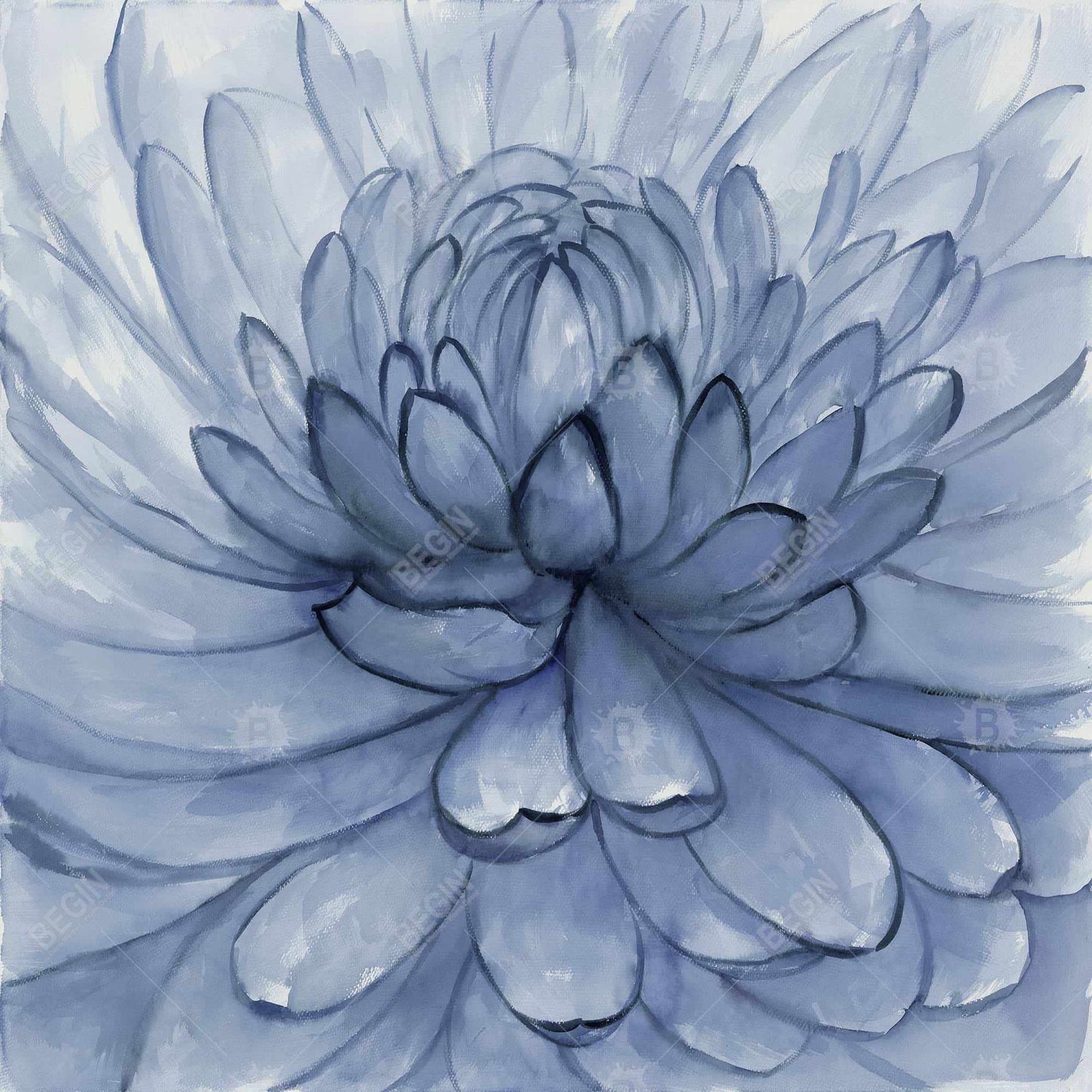 Blue Petals Flower Canvas | Floral Botanical Home Decor Art