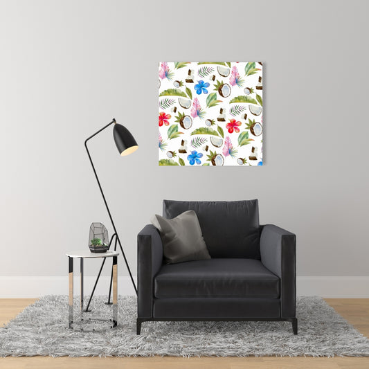 Toile verte à motifs tropicaux pour chambre à coucher | Décoration florale et botanique