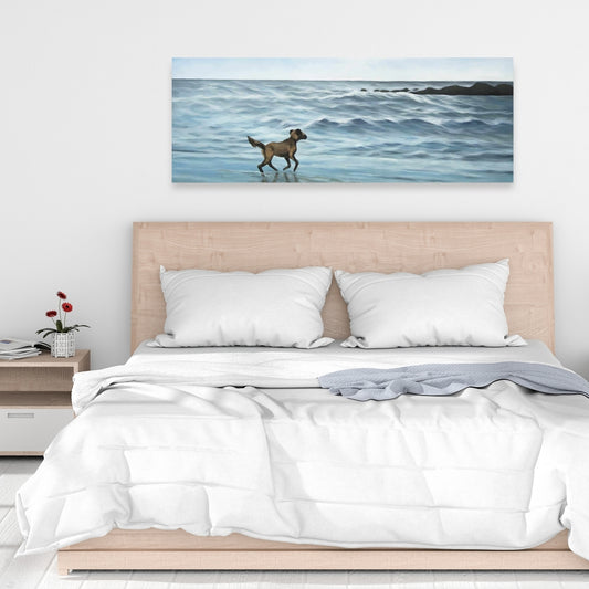 Dog on the Beach Marine Canvas | Home Decor Beach Animals