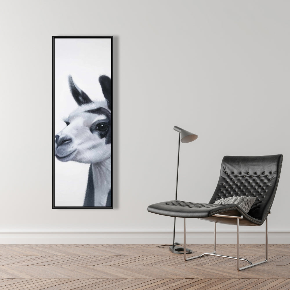 Toile de chambre blanche rustique - Décoration d'intérieur Lama noir et blanc