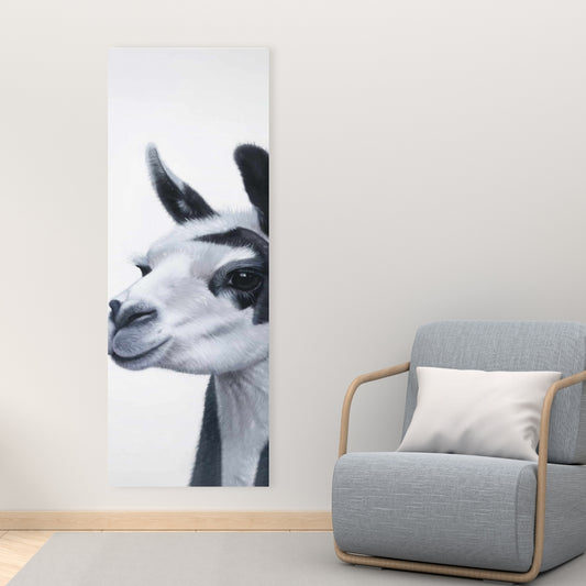 Black & White Lama Canvas | Farm Animal Bedroom Decor