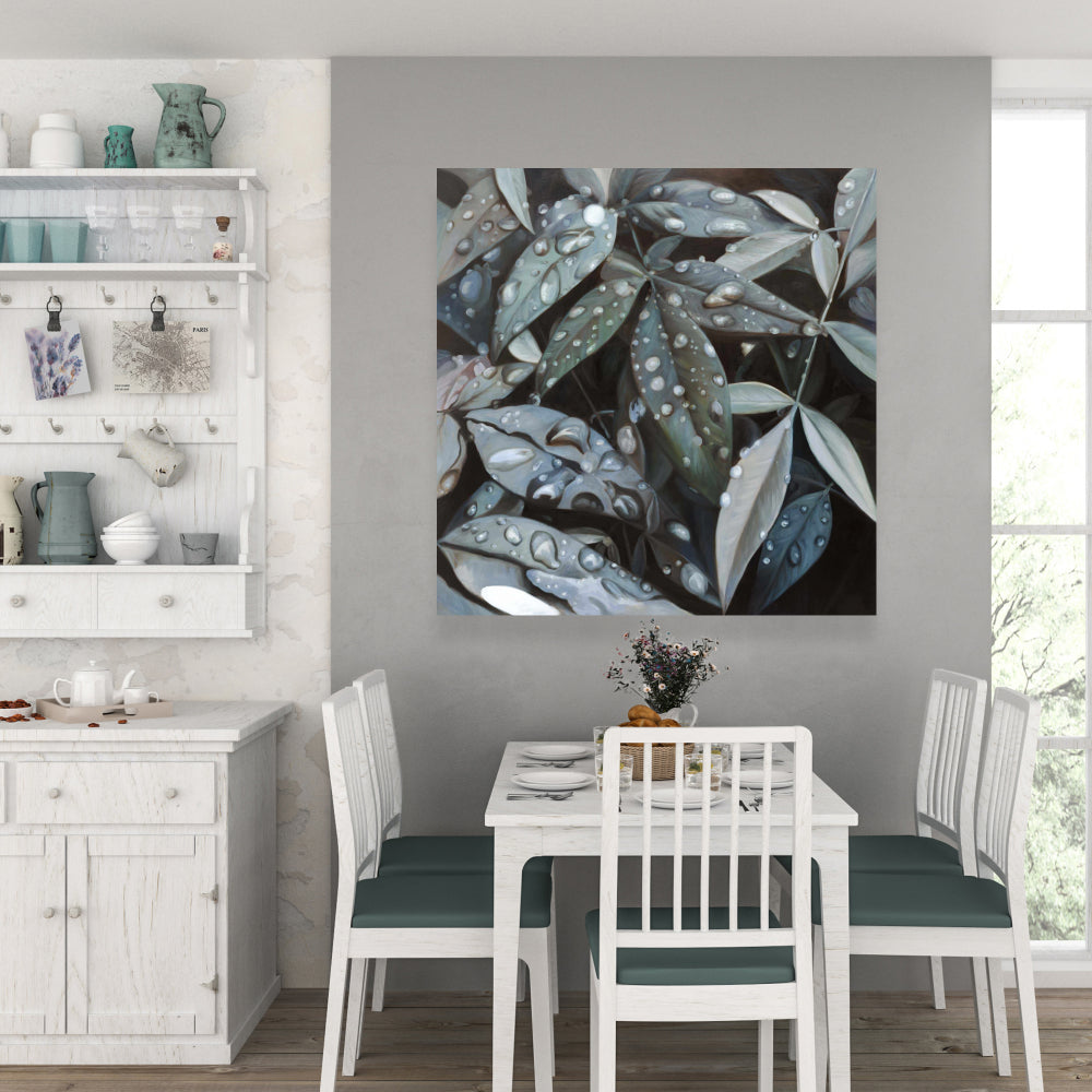 Leaves After Rain Botanical Canvas | Floral Bathroom Decor