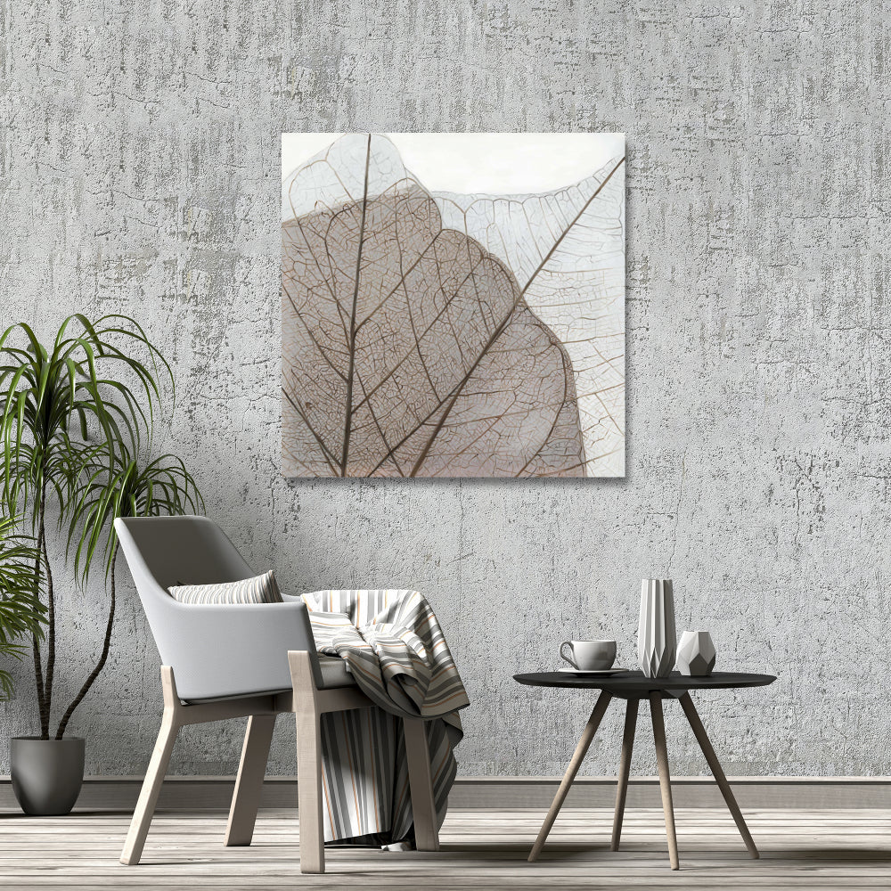 Translucent Dried Leaves Canvas | Rustic Botanical Wall Art