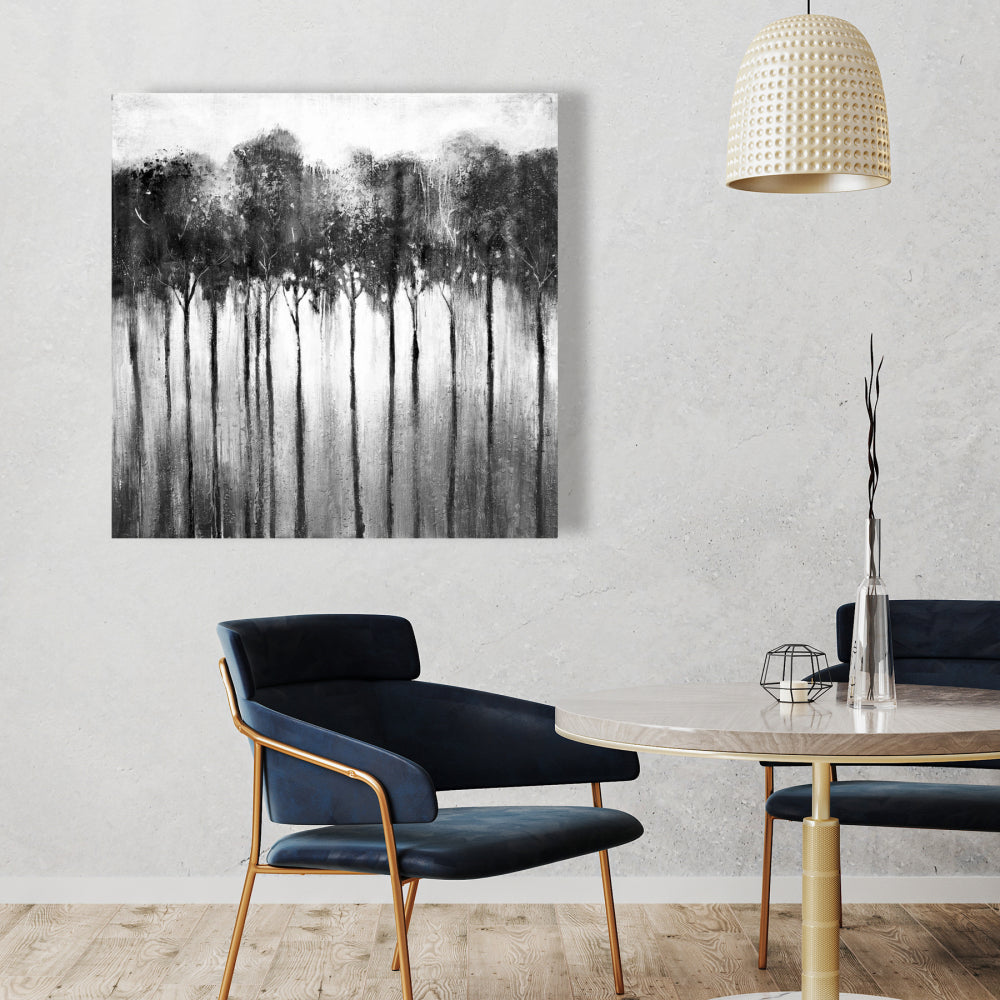 Abstract Forest Black and White - Monochrome Trees Canvas Decor
