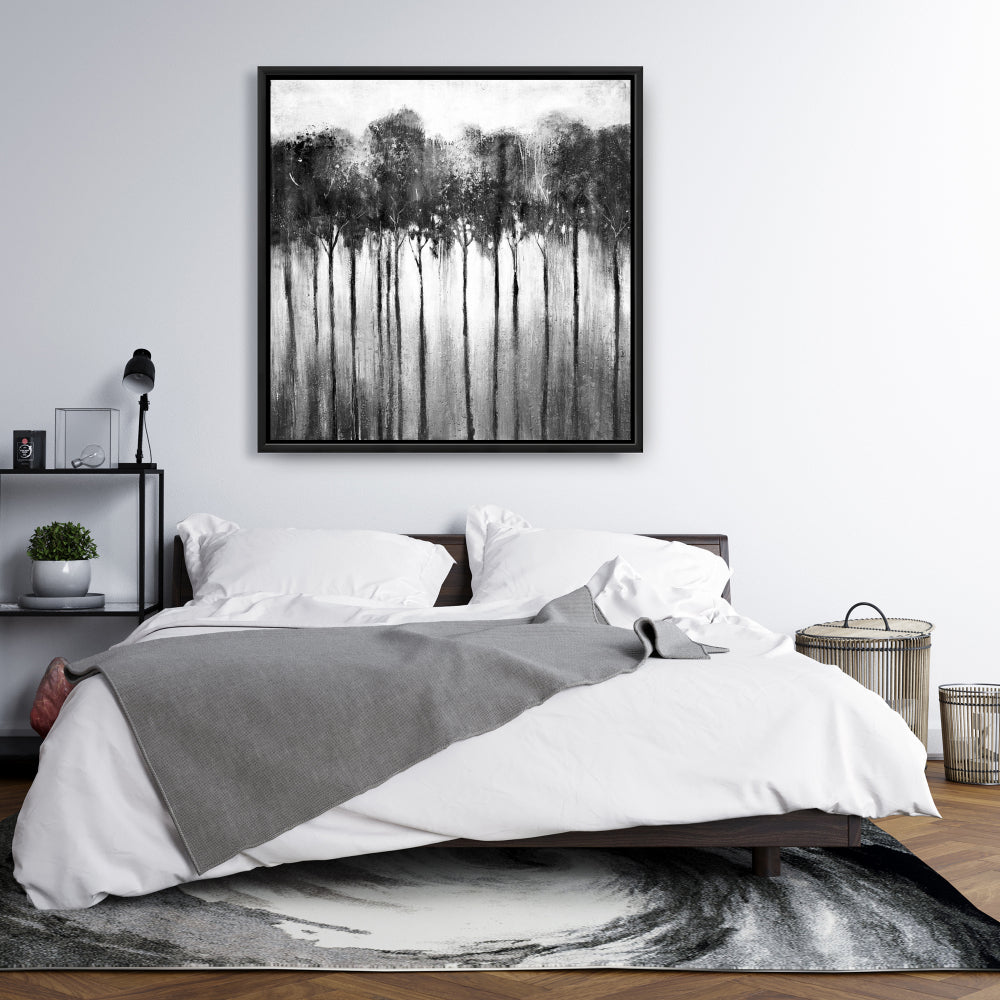Forêt abstraite en noir et blanc | Toile monochrome