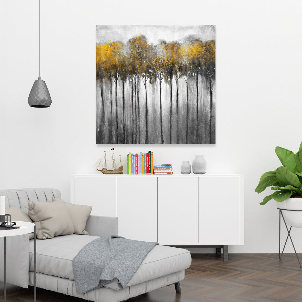 Abstract Yellow Forest Canvas - Trees Office Home Decor