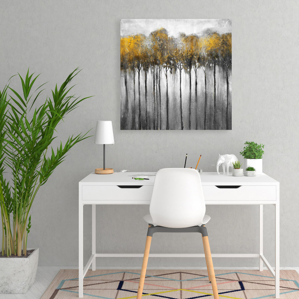 Abstract Yellow Forest Canvas - Trees Office Home Decor