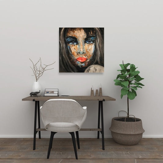 Colorful Portrait - Abstract Blue Canvas for Home Decor