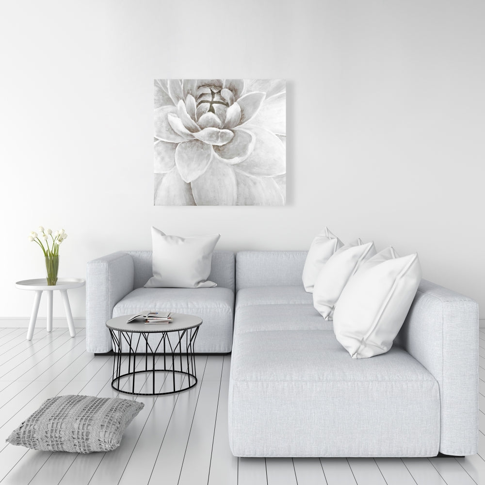 Modern White Canvas - Delicate White Chrysanthemum Decor