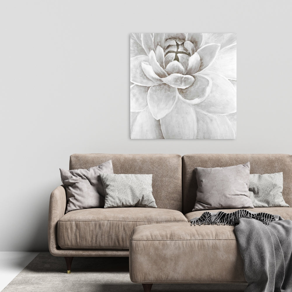 Modern White Canvas - Delicate White Chrysanthemum Decor
