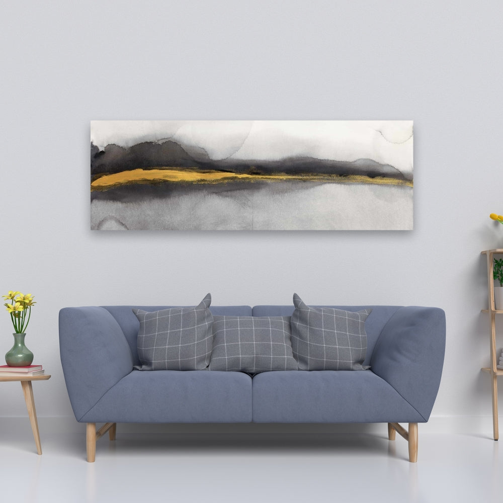 Gold Stripe Abstract Canvas - Shapes Bedroom White Decor
