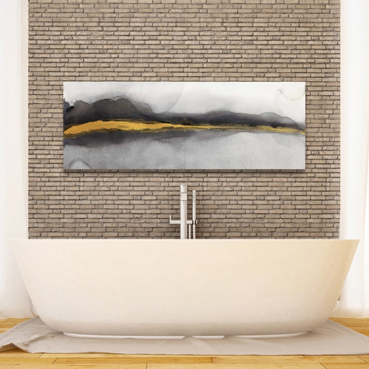Gold Stripe Abstract Canvas - Shapes Bedroom White Decor