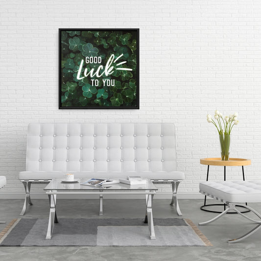 Toile botanique florale « Bonne chance » – Décoration de salon moderne