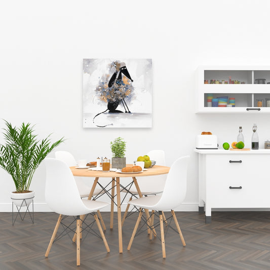 Toile représentant un lévrier afghan - Décoration d'intérieur bleue