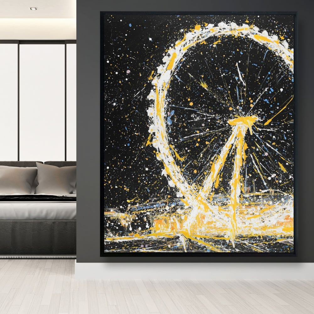 Abstract London Eye Canvas | White Frame | Modern Home Decor