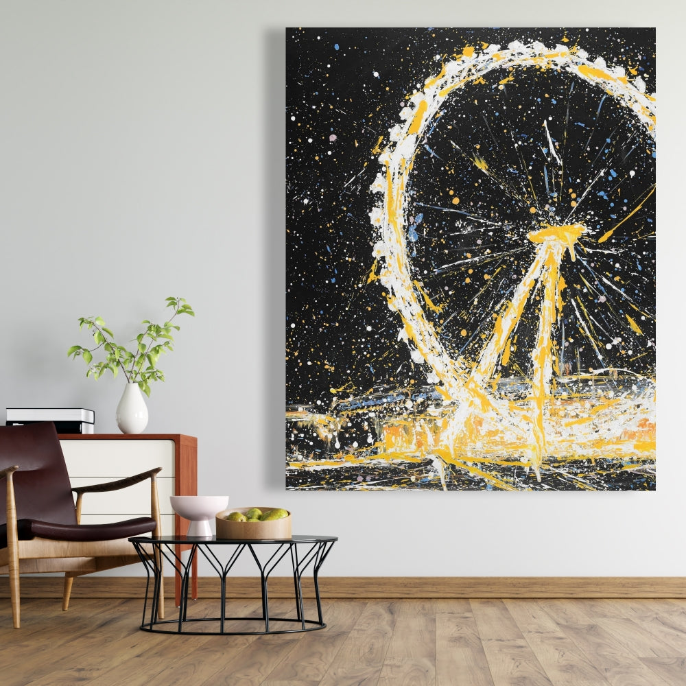 Abstract London Eye Canvas | Modern Bedroom Wall Art Decor
