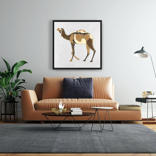 Retro Dromadaire Canvas - Brown Framed Wildlife Home Decor