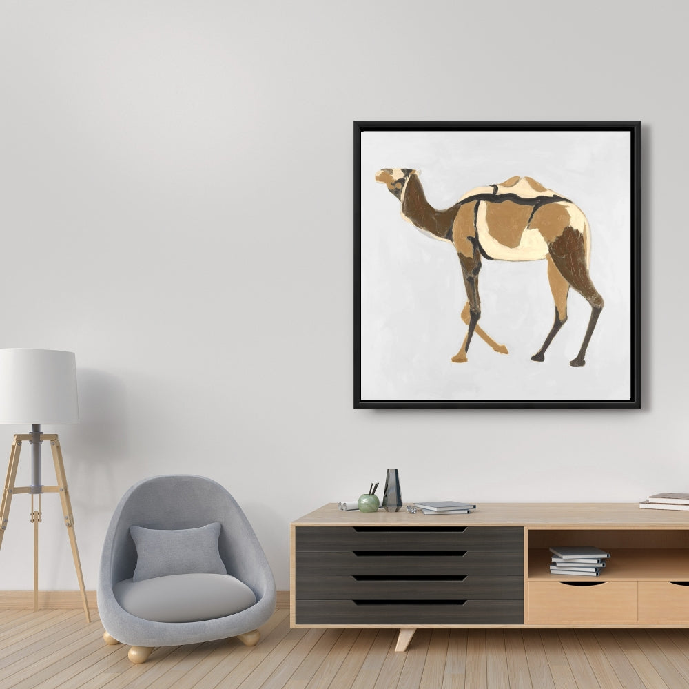 Toile Dromadaire rétro - Décoration d'intérieur avec cadre marron