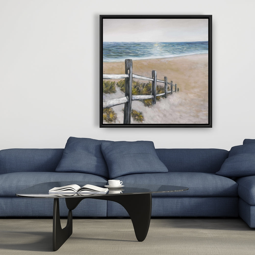 Toile encadrée « Bord de mer doux » bleu | Décoration d'intérieur