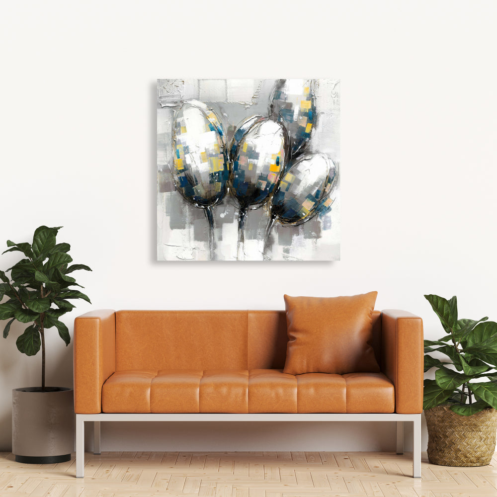 Blue Tulips Botanical Canvas | Livingroom Wall Art Decor