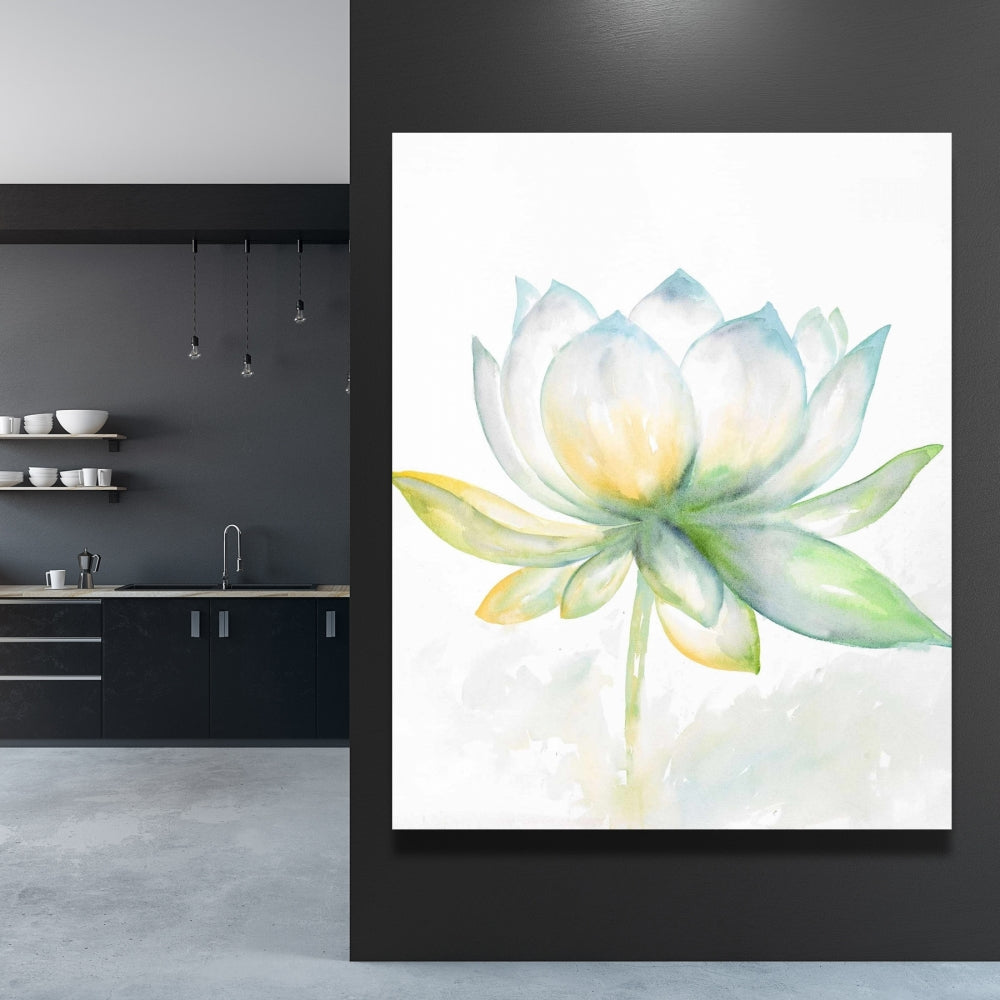 Lotus Flower Canvas | Botanical Blue Wall Art for Home Decor