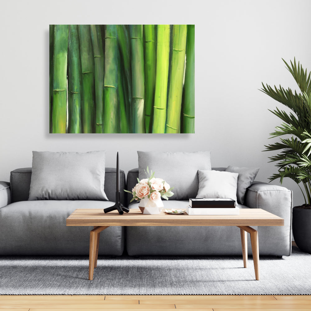 Green Bamboo Asian Floral & Botanical Canvas | Home Decor