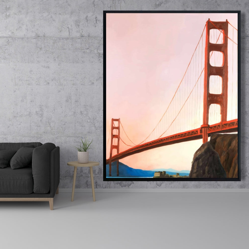 Sunset on the Golden Gate Bridge Canvas | Modern Home Decor